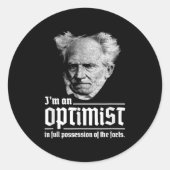 Optimist Arthur Schopenhauer Pessimisme P Ronde Sticker (Voorkant)