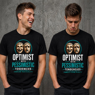 Optimist vs Pessimist Dualiteit Masker Ontwerp Tri-Blend Shirt