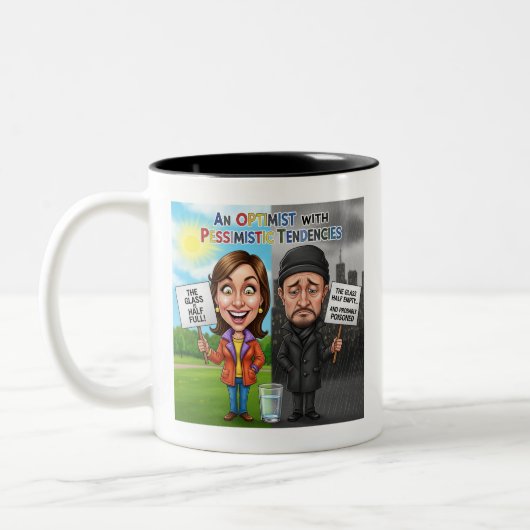 Optimist vs Pessimist Funny Mug Quote (Gauche)