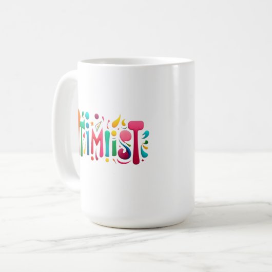 Optimist witte Mok – kleurrijk Motivatie ontwerp (Voorkant links)