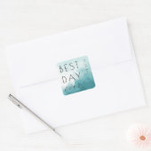 Optimistic Teal Watercolor Waves Vierkante Sticker (Envelop)