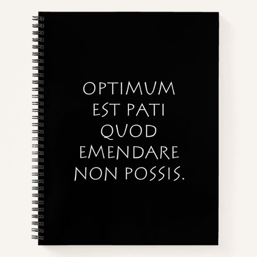 Optimum est pati quod emendare non posare notitieboek (Voorkant)