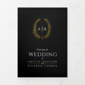 Option de menu de mariage à feuille d'or noir avec (Page de couverture)