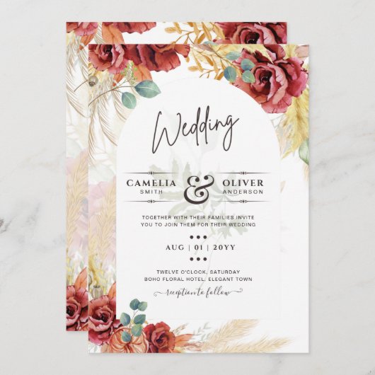 Option numérique de Faire-part de mariage Floral B (Devant / Derrière)