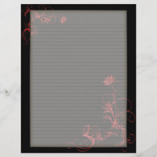 Optioneel Lijst Letterhead Red Floral Black