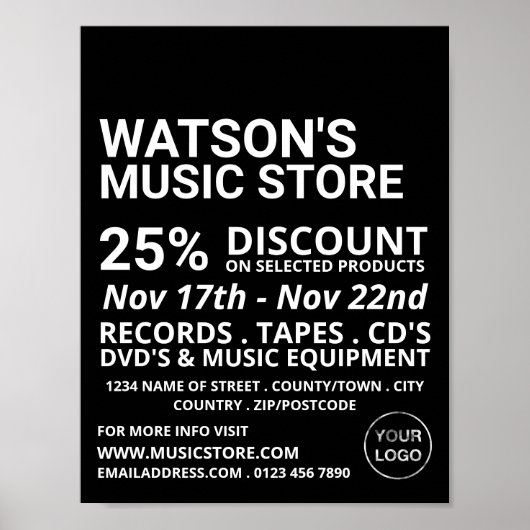 Optionele Logo, Music Store Adverteren Poster (Voorkant)
