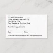 Optique ophtalmologiste Cartes de rendez-vous d'af (Dos)