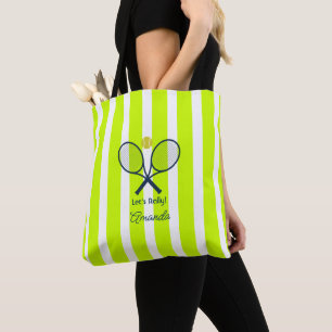 Optisch Geel en Neon Groen Preppy Tennis Draagtas