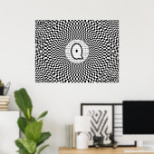 Optisch illusiemonogram Q Poster (Thuiskantoor)