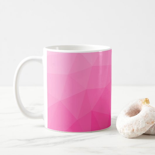 Optisch roze gradiënt Geometrisch netpatroon Koffiemok (Met donut)