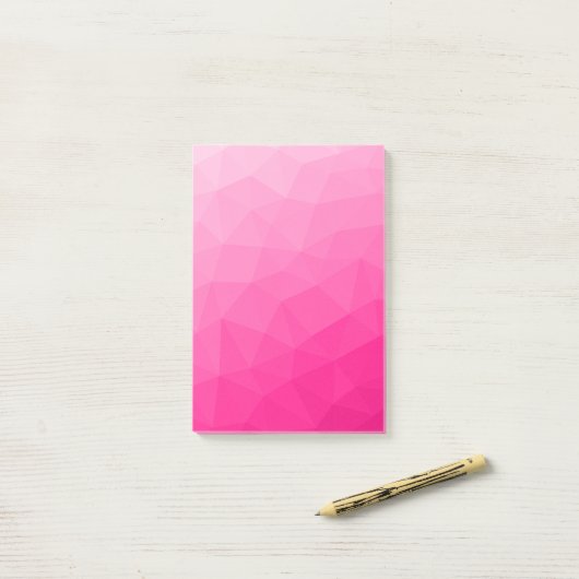 Optisch roze gradiënt Geometrisch netpatroon Post-it® Notes (Op bureau)