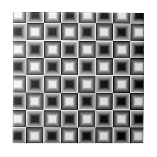 Optische 3D-schitterende verlichting zwart wit gri Tegeltje (Voorkant)