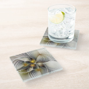 Optische Illusie Abstract 3D Fractal Met Diepte Glazen Onderzetter
