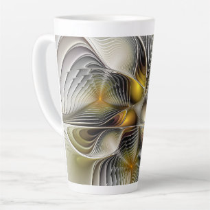 Optische Illusie Abstract 3D Fractal Met Diepte Latte Mok