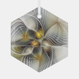 Optische illusie Abstracte 3D fractal met diepte Glas Ornament
