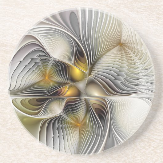Optische illusie Abstracte 3D fractal met diepte Zandsteen Onderzetter (Voorkant)