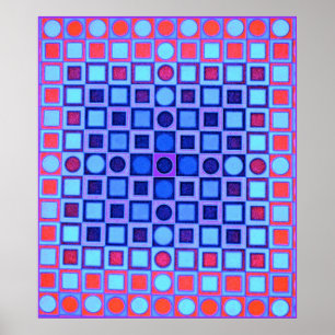 OPTISCHE ILLUSIE BLAUW Poster