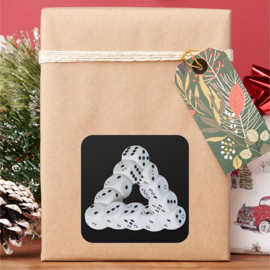 Optische illusie dobbelstenen vierkante sticker (Feestdagen)