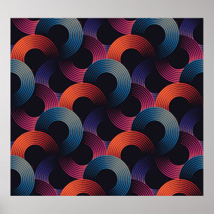 Optische illusie: metalen lineaire ringen. poster