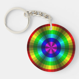 Optische Illusie Regenboog Acryl Sleutelhanger