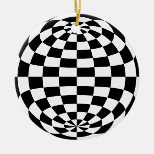 Optische illusie Ronde checkers zwart wit Keramisch Ornament