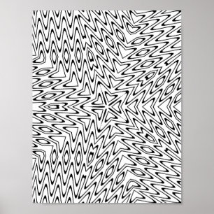 Optische Illusie Ster Golfpatroon Kleurplaat Poster