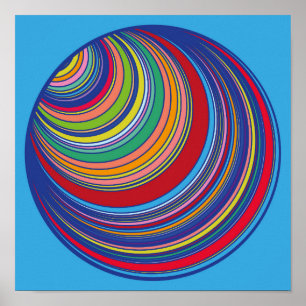 Optische illusie Striped Circles  jaren 1960 Poster