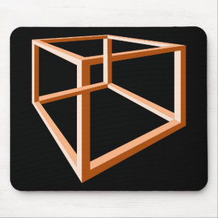 Optische illusie van een onmogelijk oranje constru muismat