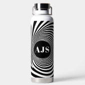 Optische Illusie Vortex Monogram Zwart & Wit Waterfles (Achterkant)
