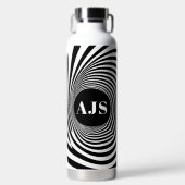 Optische Illusie Vortex Monogram Zwart & Wit Waterfles (Voorkant)