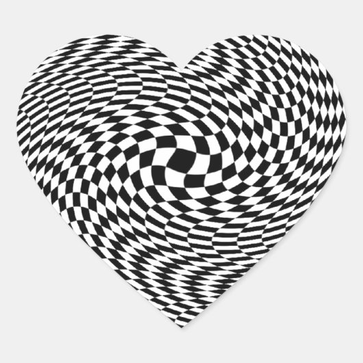 Optische Illusie Zwart-wit Hart Sticker (Voorkant)
