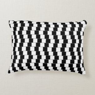 Optische illusielijn vierkant zwart accent kussen