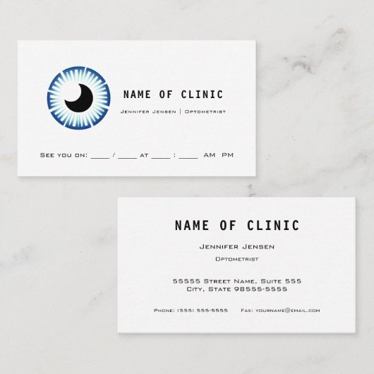 Optométrie Professionnelle Blue Iris Rendez-vous (Devant / Derrière)