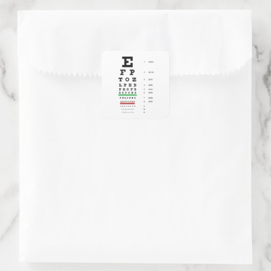 Optometrieontwerp met oogdiagram vierkante sticker (Tas)