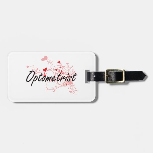 Optometrist artistiek ontwerp met hart bagagelabel (Voorkant horizontaal)