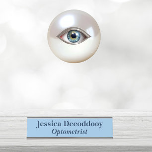 Optometrist Blauw Bureau Naambordje