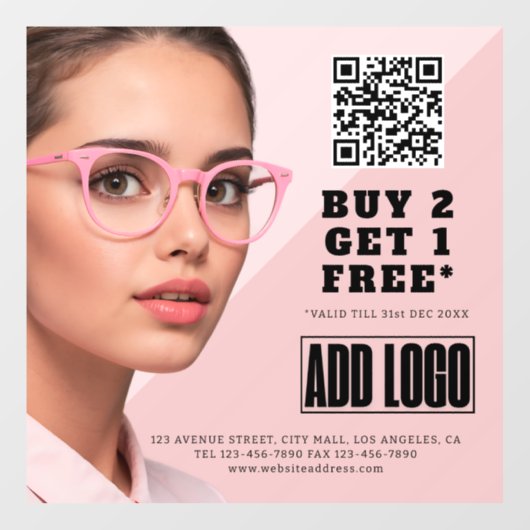 Optometrist Bril Bedrijf QR-code Raamsticker (Vel)