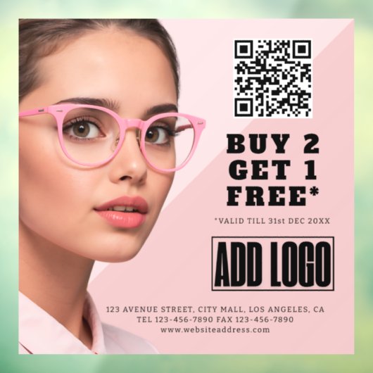 Optometrist Bril Bedrijf QR-code Raamsticker (Vel 3)