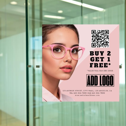 Optometrist Bril Bedrijf QR-code Raamsticker