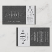 Optometrist Chart Dark Gray Slate Stone Visitekaartje (Voorkant / Achterkant)