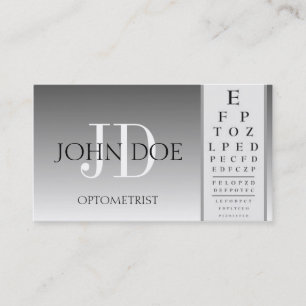 Optometrist Chart Eye Doctor Silver Fade Monogram Visitekaartje