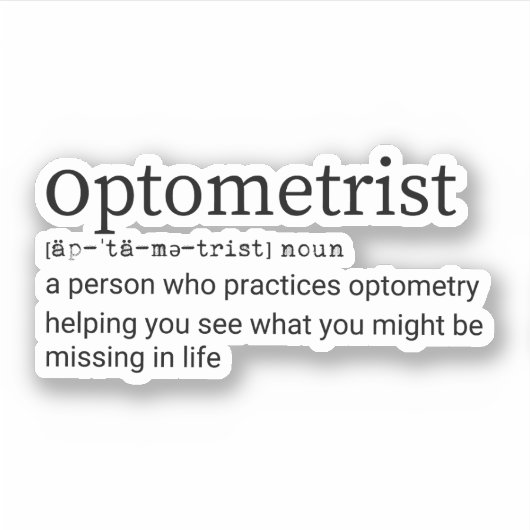 Optometrist Definition, Optometry, Optometrist Sticker (Voorkant)