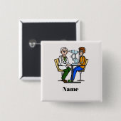 Optometrist die de Button van de patiëntennaam ond (Voorkant /achterkant)