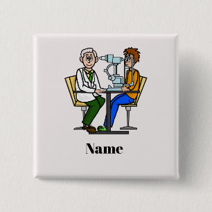 Optometrist die de Button van de patiëntennaam ond