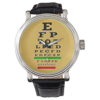 Optometrist Eye Chart Watch Black III Horloge
