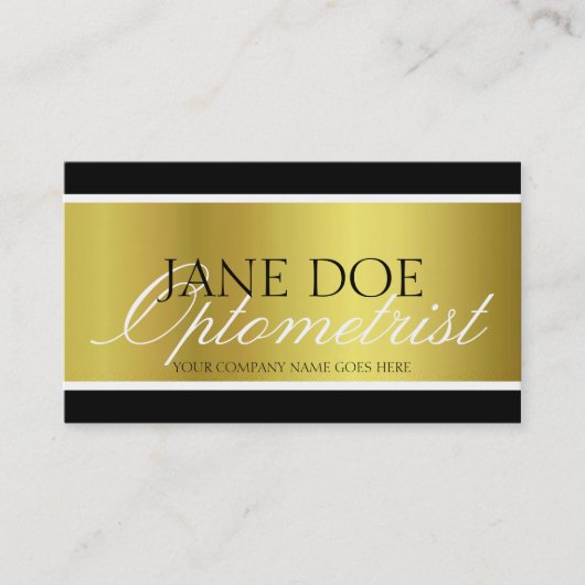 Optometrist Gold Metallic Script Visitekaartje (Voorkant)