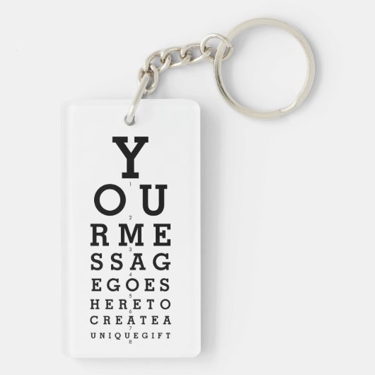 Optometrist Grafiek Maak Je Eigen Bericht Sleutelhanger (achterkant)