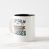 Optometrist Keep Calm Advertentie U heeft bril nod Tweekleurige Koffiemok (Voorkant links)