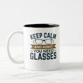 Optometrist Keep Calm Advertentie U heeft bril nod Tweekleurige Koffiemok (Links)