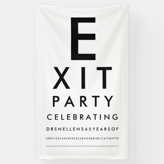 Optometrist Oftalmoloog Exit Pensioenfeest Spandoek (Verticaal)